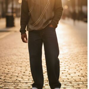 Karl Kani Carpenter Relaxed Fit Jeans Men's 46 Vintage 90s Charcoal Wash Hip Hop